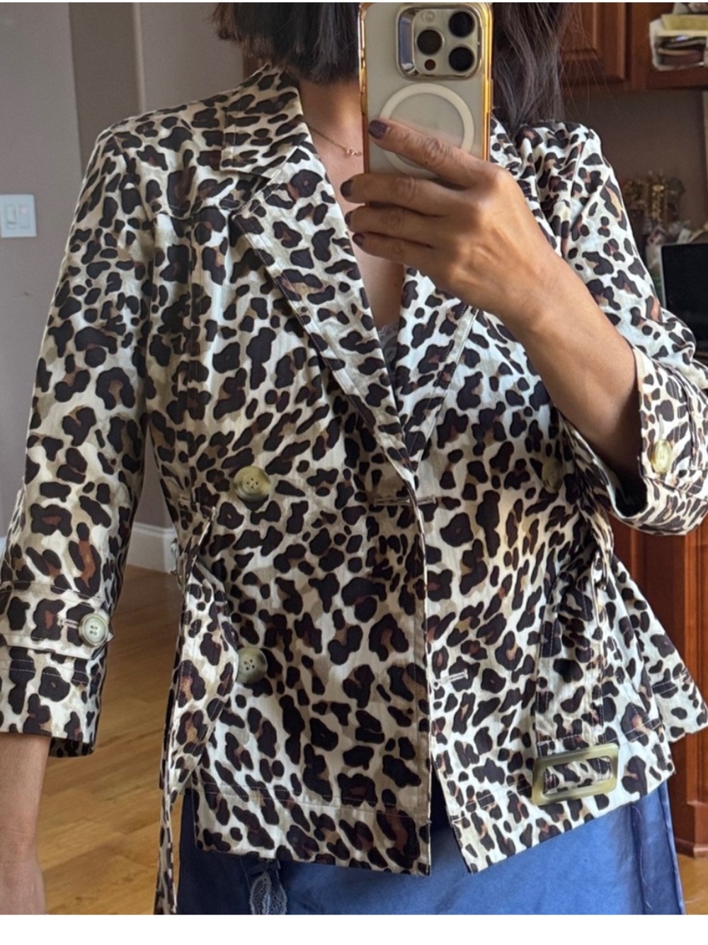 Jones New York Leopard print trench Coat